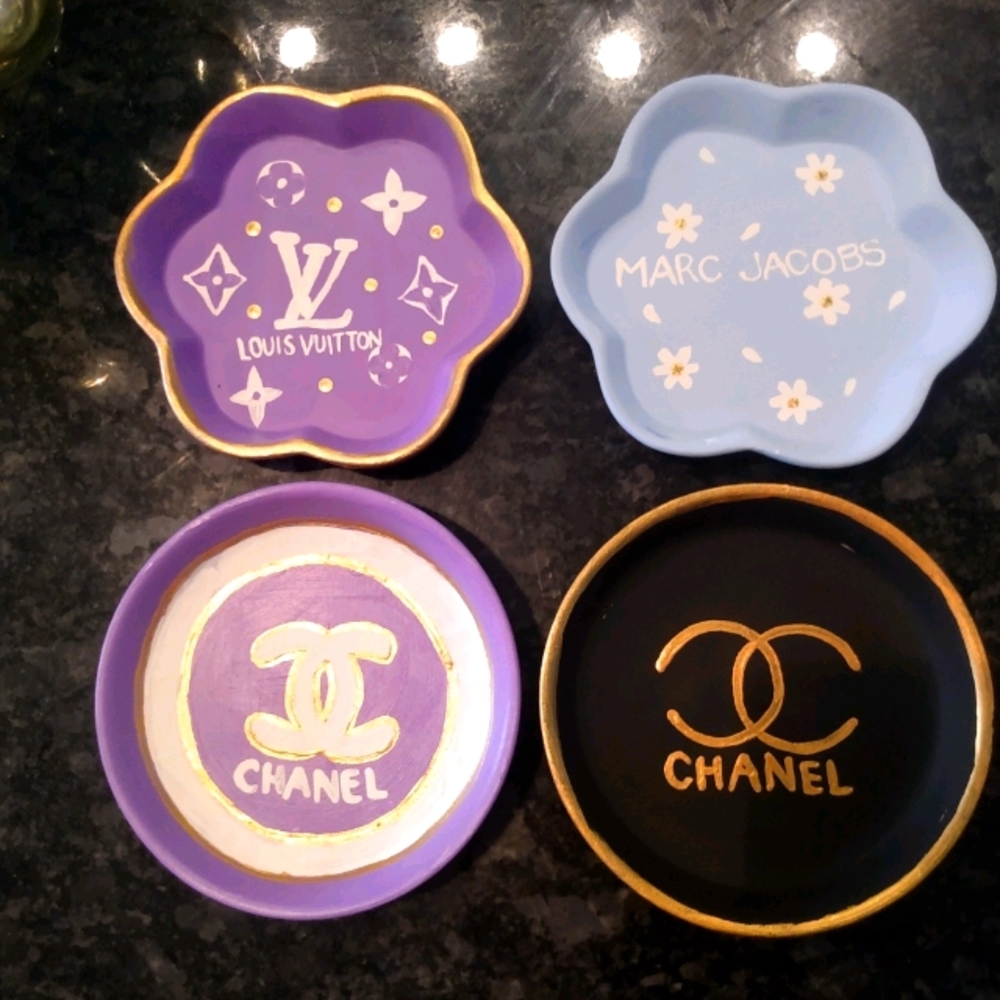 Bundle of handpainted designer jewelry dishes.